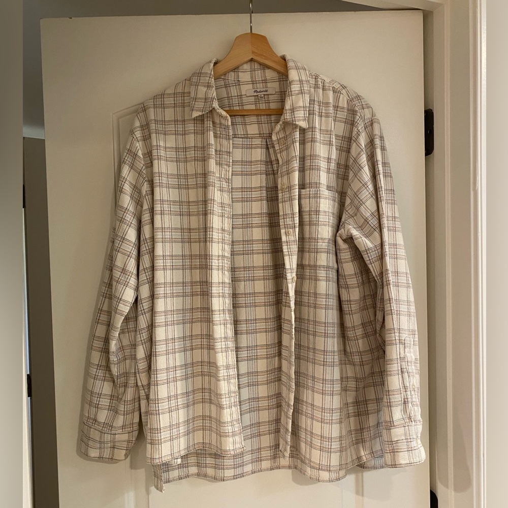 Madewell Corduroy Oversized Ex Boyfriend Shirt in Lombard Plaid Large - Picture 2 of 16